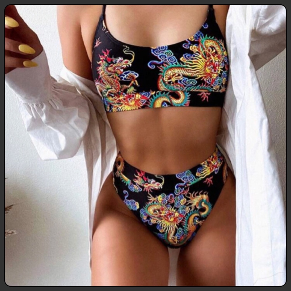 New Chinese Dragon Print Bikini